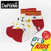 蒂巴蕾 KIDS童襪 直角船襪-星星月亮 焰緋紅 (M尺寸)