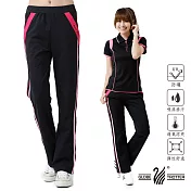 【遊遍天下】台灣製女款抗UV吸濕排汗彈性長褲(P126) 2XL 黑