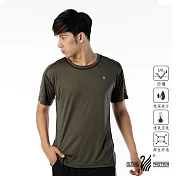 【遊遍天下】台灣製男款抗UV吸濕排汗彈力圓領衫(S151) 2XL 咖啡