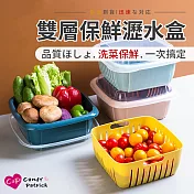 【Cap】雙層保鮮瀝水盒(洗菜/水果/保鮮盒/收納盒) 雞蛋黃