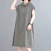 【ACheter】日本北海道旅風棉麻寬鬆洋裝#109881- L 黑