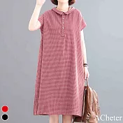 【ACheter】日本北海道旅風棉麻寬鬆洋裝#109881- L 紅