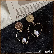 『坂井．亞希子』925純銀雙倍的愛巴洛克人像金幣造型珍珠耳環 -單一款式
