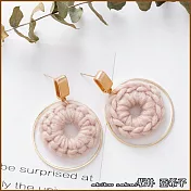 『坂井.亞希子』日系毛線手工編織造型耳環 -粉色款