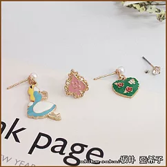 『坂井.亞希子』日系可愛夢幻愛麗絲愛心花朵造型四件組耳環 ─單一款式