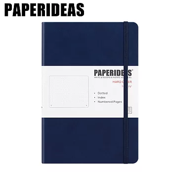 PAPERIDEAS A5子彈筆記本 頁碼硬面綁帶筆記本 與成功有約的子彈筆記術 藏藍