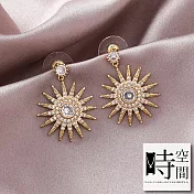 『時空間』925銀針絢爛暖陽鑲鑽造型耳環 -金色