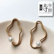 『時空間』愛的波折獨特不規則造型啞光珍珠耳環 -單一款式