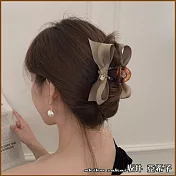 『坂井.亞希子』日系優雅蝴蝶結金屬吊牌造型髮抓夾  -卡其色