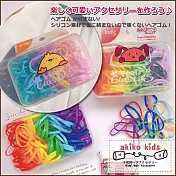 【akiko kids】可愛繽紛色系一次性兒童髮圈橡皮筋-附贈收納盒  -嫩彩色