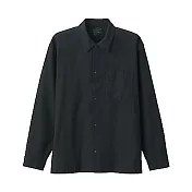 [MUJI無印良品]有機棉水洗牛津布方型剪裁襯衫L~XL 黑色