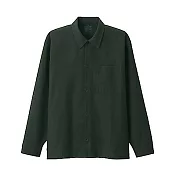 [MUJI無印良品]有機棉水洗牛津布方型剪裁襯衫L~XL 深綠