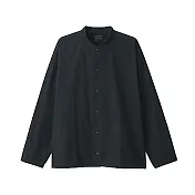 [MUJI無印良品]有機棉水洗牛津布立領寬襯衫L~XL 黑色