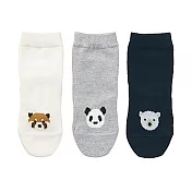 [MUJI無印良品]棉混腳跟特殊編織動物紋樣直角襪三雙組混色 幼兒11~15cm
