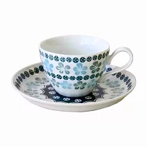 【日本AWASAKA】經典波蘭陶咖啡杯盤組200cc ‧ 藍木槿