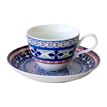 【日本AWASAKA】經典波蘭陶咖啡杯盤組200cc ‧ 深藍花紋