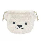 【日本Pinecreate】可愛動物大臉圖案收納束口袋 · 白熊