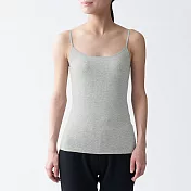[MUJI無印良品]女有機棉混彈性無側縫天竺細肩帶/2入 S 灰色