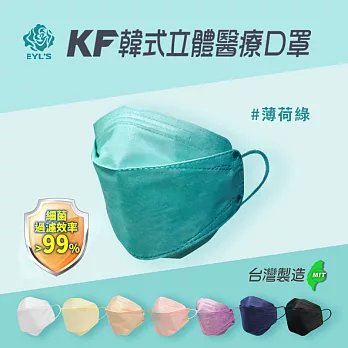 【艾爾絲】3D醫用口罩 KF立體口罩(10入/盒) 雙鋼印 醫療級口罩 夢幻色系 無 薄荷綠