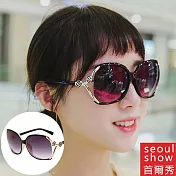 seoul show首爾秀 香香風銅模花朵太陽眼鏡UV400墨鏡 9825 外黑內粉白
