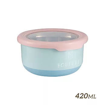 【HOUSUXI舒希】不鏽鋼雙層隔熱碗-420ml  -水藍