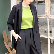 【MsMore】韓版垂感網紅爆款雪纺西裝外套#110123 XL 黑