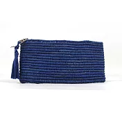 【Clairefontaine|Hedera】摩洛哥手工拉菲草編織鉛筆袋 _ 24x11 cm _ 皇家藍