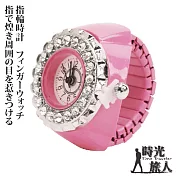 【時光旅人】小香風格華麗鑲鑽造型錶戒指-指輪時計  -粉色
