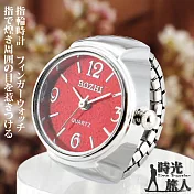 【時光旅人】馬卡龍繽紛色彩閃亮亮大數字造型錶戒指-指輪時計 -紅色