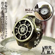 【時光旅人】復古航海船舵造型翻蓋式錶戒指-指輪時計 -古銅青色款