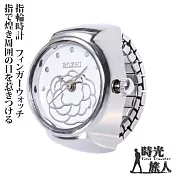 【時光旅人】綻放山茶花造型錶戒指/指輪時計 -白金色