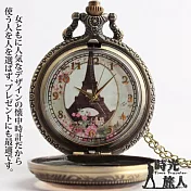 【時光旅人】浪漫巴黎鐵塔茶色玻璃面時尚翻蓋懷錶/附長鍊  -單一款式