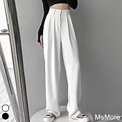 【MsMore】寬鬆直筒顯瘦西裝拖地寬褲#110286- L 白