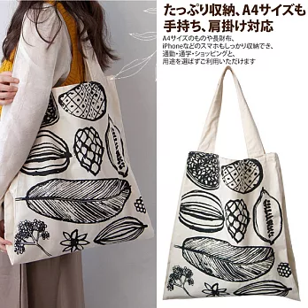 【Sayaka紗彌佳】日系小清新植物圖鑑文藝帆布讀書袋  -單一款式