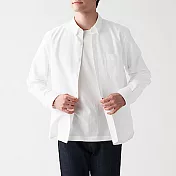 [MUJI無印良品]男有機棉水洗牛津布扣領襯衫 L 白色