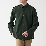 [MUJI無印良品]男有機棉水洗牛津布扣領襯衫 L 深綠