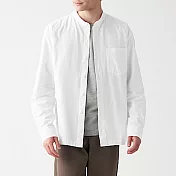 [MUJI無印良品]男有機棉水洗牛津布立領襯衫 L 白色