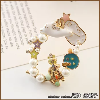 『坂井.亞希子』夢幻愛麗絲仙境兔子花叢珍珠胸針 -單一款式