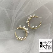 『時空間』925銀針巴洛克的明珠C型珍珠耳環  -單一款式