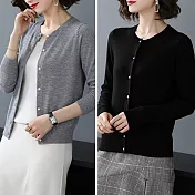 【MsMore】韓版簡約氣質珍珠扣針織外套#110576- F 黑