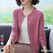 【MsMore】韓版簡約氣質珍珠扣針織外套#110576- F 紅
