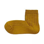 [MUJI無印良品]女棉混寬螺紋直角短襪23~25cm 芥黃