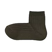 [MUJI無印良品]女棉混寬螺紋直角短襪23~25cm 咖啡棕