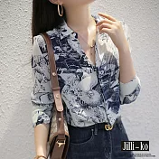 【Jilli~ko】復古印花時尚襯衫 J8291　 M 圖片色