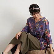 【慢。生活】古典花團薄款休閒襯衫 7223-65　 FREE 深灰紫