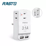 RASTO FP3 三插二埠 USB壁插 白