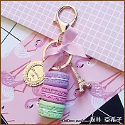 『坂井.亞希子』法式甜品馬卡龍造型鐵塔金幣吊飾錀匙圈  -紫色