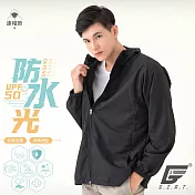 GIAT台灣製UPF50+防曬防潑水風衣外套(男女適穿) XXL 基本黑