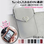 【Sayaka紗彌佳】日系甜美愛心造型透明可觸控側背手機包  -淺灰色