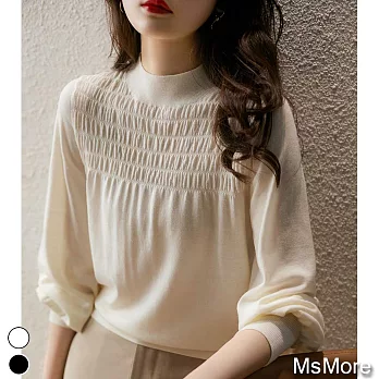 【MsMore】優雅復古燈籠袖針織衫#110728- F 白